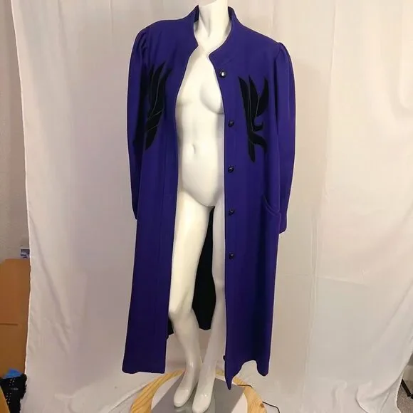 Vintage 1980s Komitor New Wave Purple Wool Jacket Goth Emo Alt Size L - Picture 3 of 7